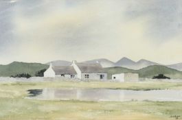 JAMES GRIFFITHS watercolour - cottage scene, 'Pwll Ar Fynydd Cilan Llyn', signed and dated 1999,