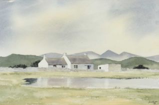 JAMES GRIFFITHS watercolour - cottage scene, 'Pwll Ar Fynydd Cilan Llyn', signed and dated 1999,