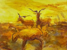 TOM NASH acrylic - 'Carmargue cattle', signed, 36 x 48cms Provenance: private collection west