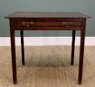 EARLY 19TH C. OAK & MAHOGANY CROSSBANDED SIDE TABLE, possibly north Wales, fitted long frieze