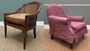 LAURA ASHLEY DOUBLE CANED BERGERE & EASY ARCHAIR, bergere with loose cushion, armchair with