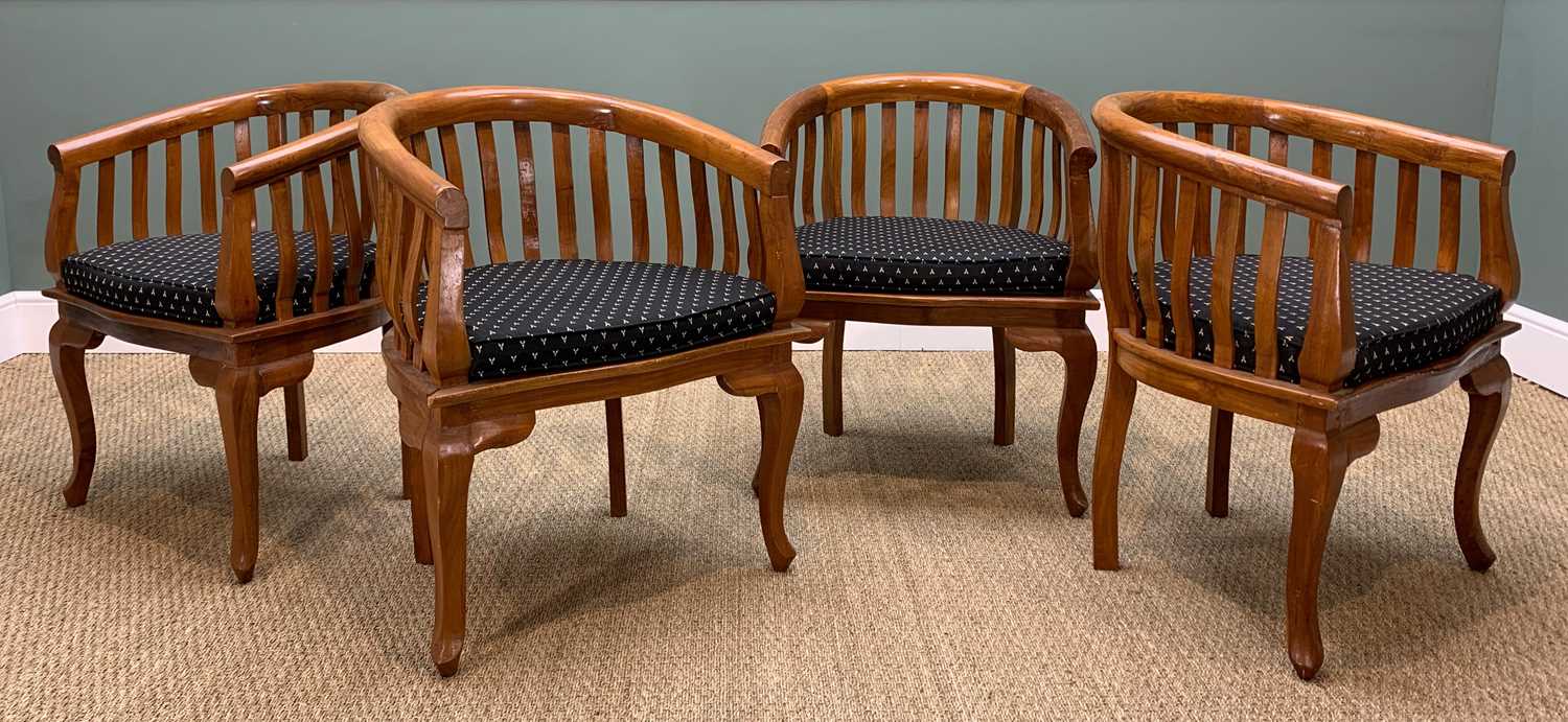 SET FOUR CHINESE HARDWOOD HORSESHOE CHAIRS, with loose cushions, and pair stained French style salon - Image 2 of 10