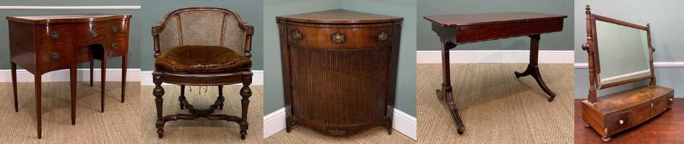 ASSORTED ANTIQUE FURNITURE including 19th C mahogany boxwood strung sideboard with cellarettte &