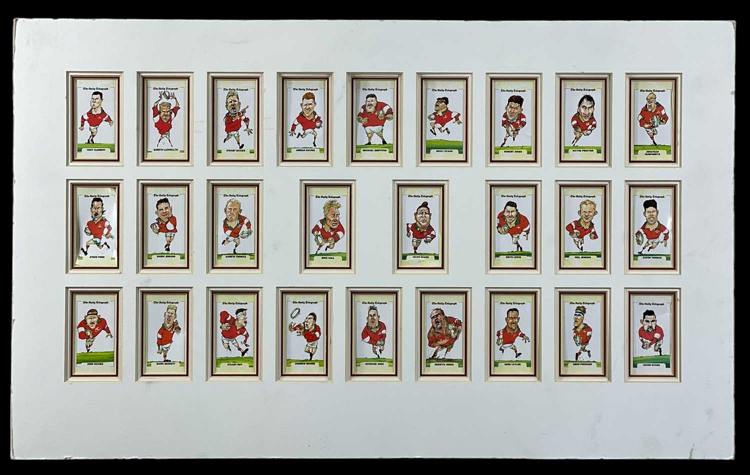 SPORTING MEMORABILIA, including five paintings of Welsh rugby players by artist Richard O'Connell, - Image 11 of 16