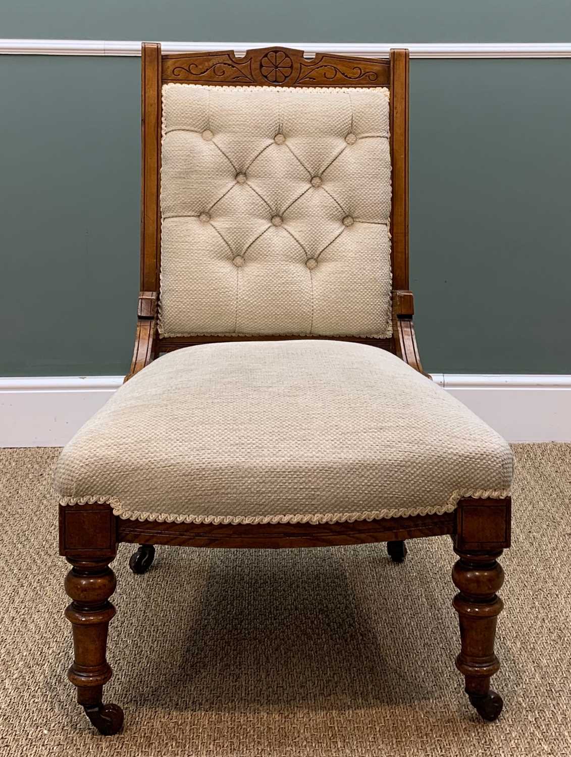 ANTIQUE FURNITURE including,Victorian oak armchair, ceramic castors, 100 (h) x 59cms (w), - Image 5 of 19