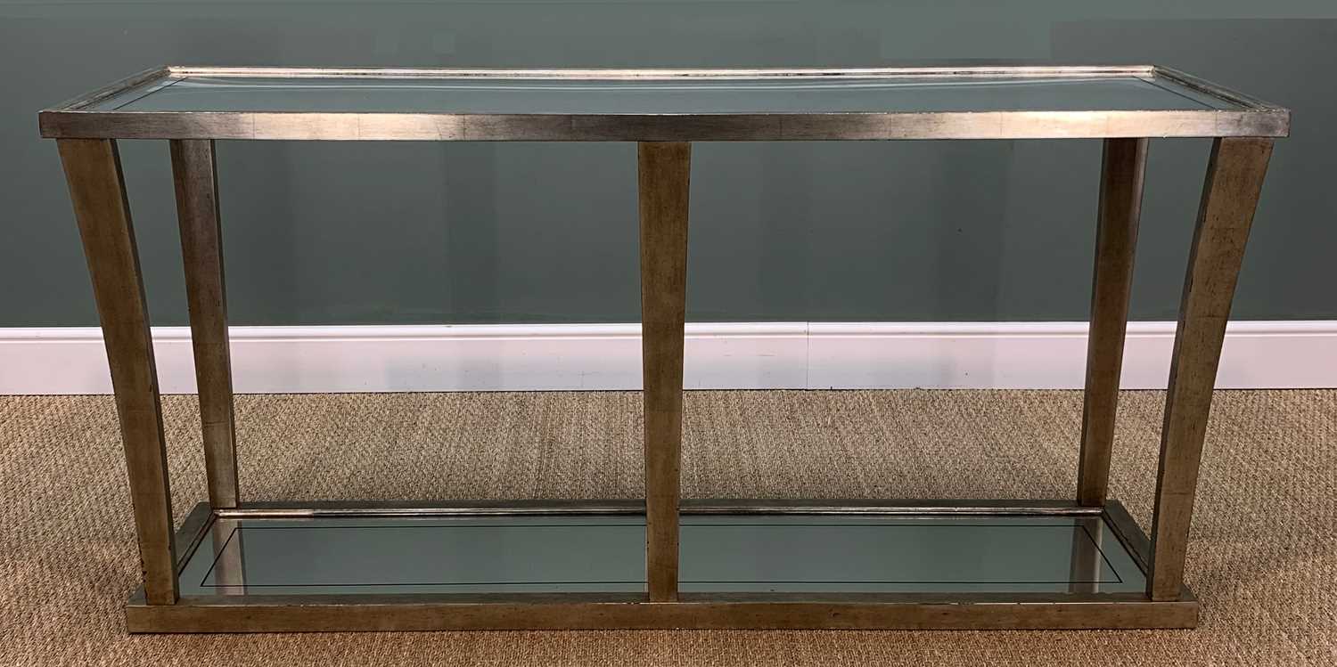 JULIAN CHICHESTER CONSOLE TABLE, silvered frame with top and base inset with mirrored glass, 90 (