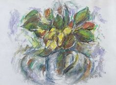 ‡ WILL ROBERTS pastel on paper - untitled, yellow flowers, signed, 29 x 40cms Provenance: private