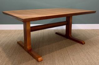 DANISH SKOVBY TEAK EXTENDING DINING TABLE, with cleated edges on trestle end supports, 165 (w),