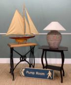 ASSORTED FURNITURE & ORNAMENTS, including model Bristol Channel pilot cutter 94 (h) x 93 (w); cast