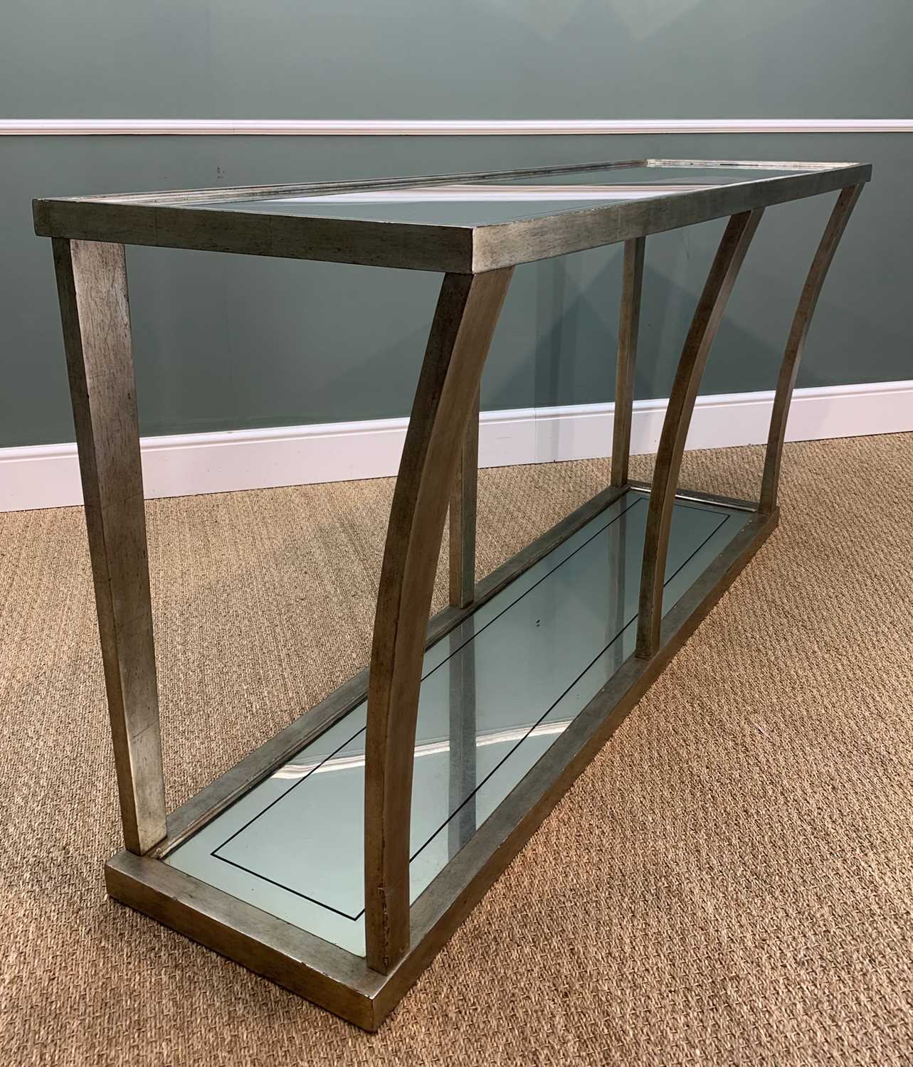 JULIAN CHICHESTER CONSOLE TABLE, silvered frame with top and base inset with mirrored glass, 90 ( - Image 4 of 5