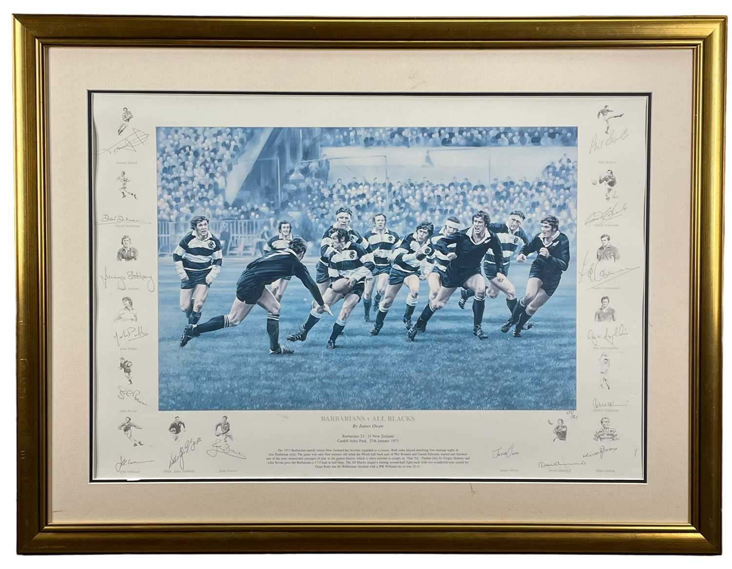 SPORTING MEMORABILIA, including five paintings of Welsh rugby players by artist Richard O'Connell, - Image 7 of 16