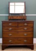 ANTIQUE MAHOGANY CHEST OF DRAWERS, two short over three graduated long drawers, 83 (h) x 89 (w) x