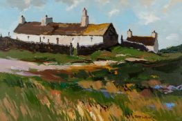‡ DONALD McINTYRE acrylic - entitled verso, 'Hill Top Cottage', signed, 51 x 76cms Provenance: