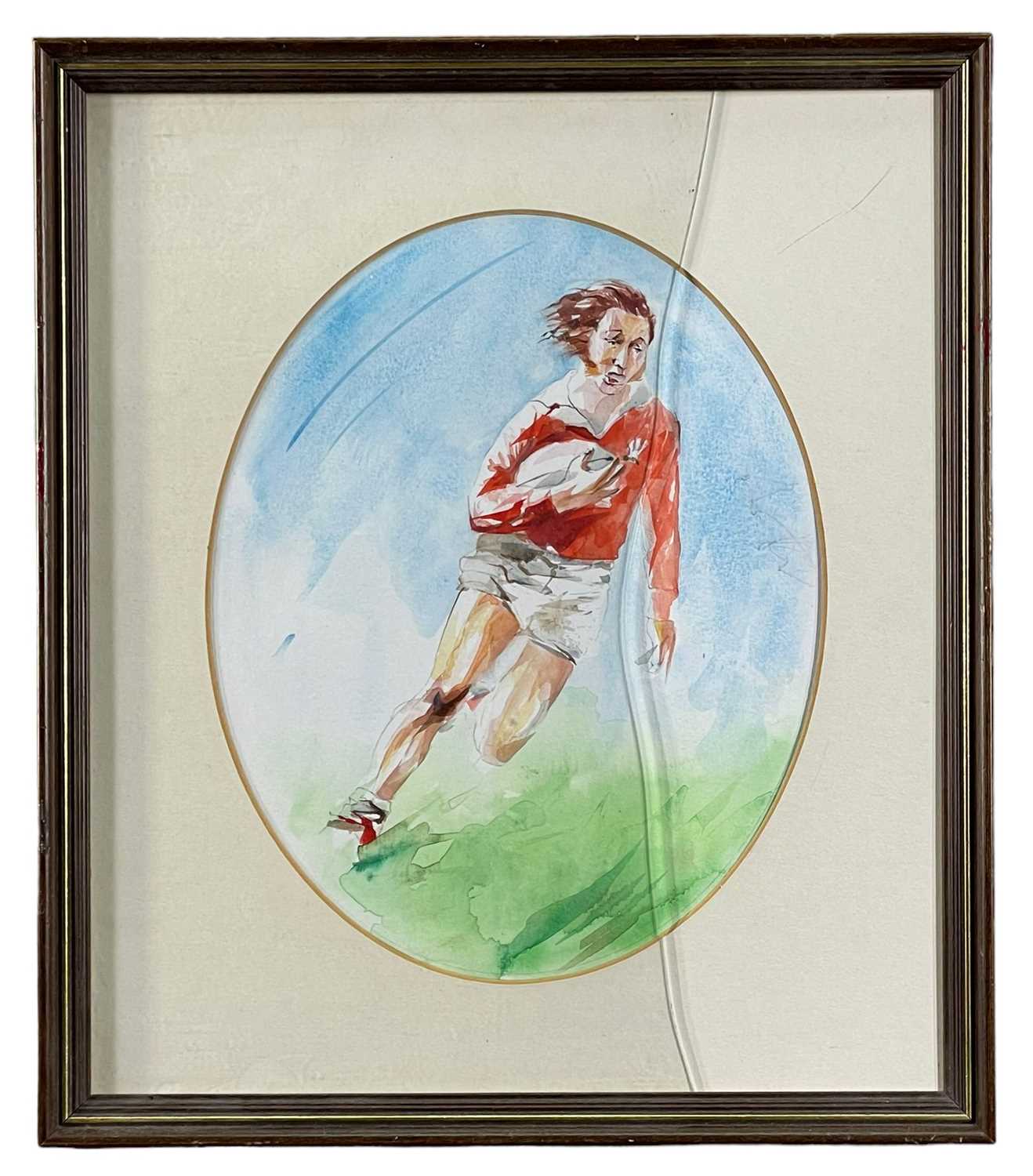 SPORTING MEMORABILIA, including five paintings of Welsh rugby players by artist Richard O'Connell, - Image 13 of 16