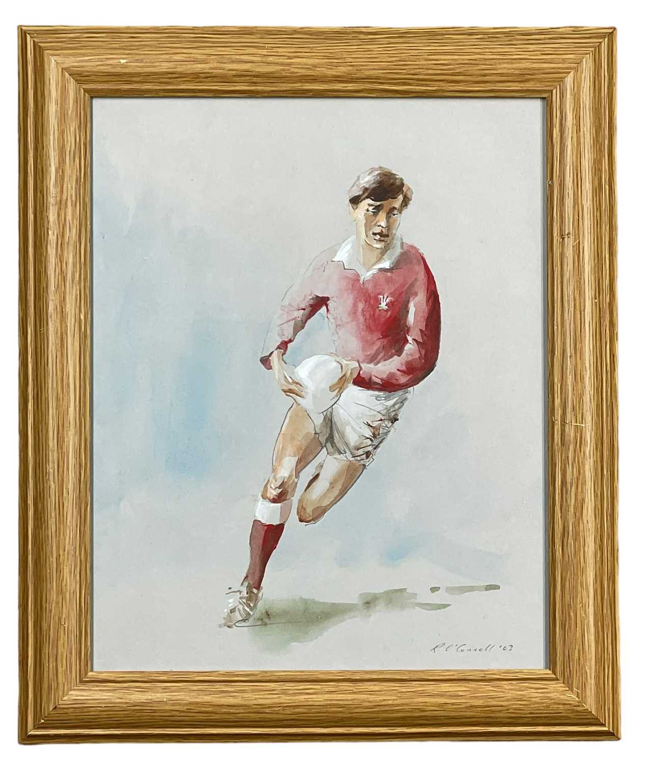 SPORTING MEMORABILIA, including five paintings of Welsh rugby players by artist Richard O'Connell, - Image 15 of 16