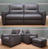 CONTEMPORARY ALDO ITALIAN LEATHER SOFA SUITE comprising, three seater sofa 100 (h) x 202 (w) x 95cms