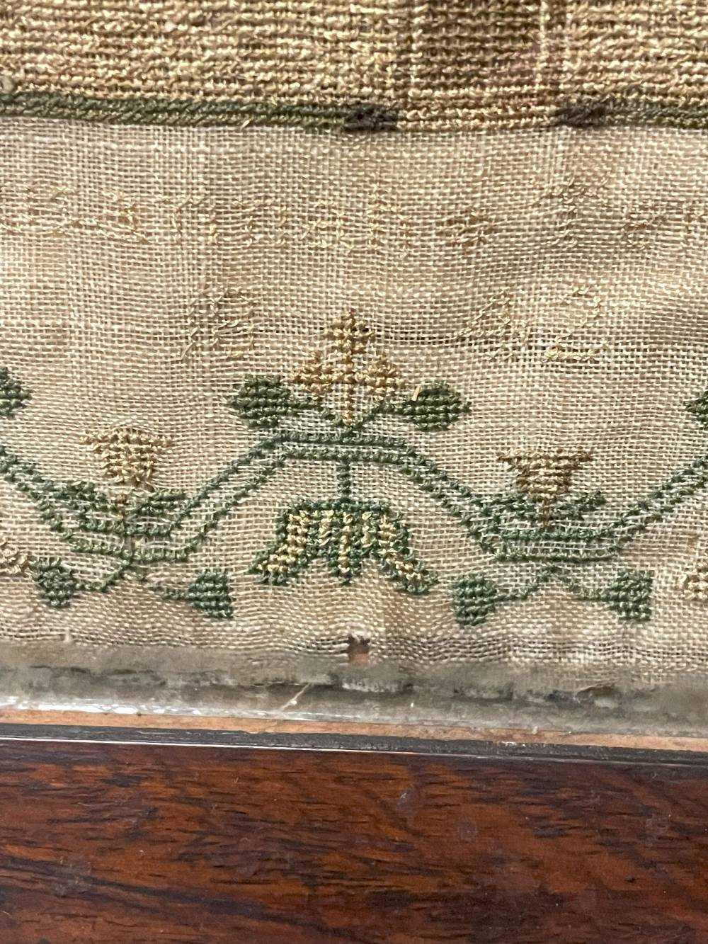 EARLY VICTORIAN NEEDLEWORK SAMPLER, by Susannah Terrington aged 10, dated 1842, decorated with - Image 9 of 15