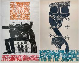 ‡ PAUL PETER PIECH three-colour lithograph - promotion of human rights organisation Survival