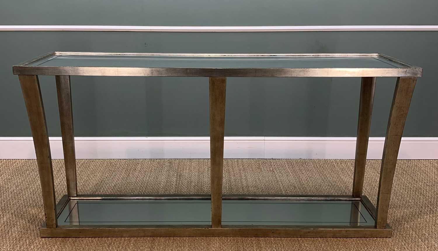 JULIAN CHICHESTER CONSOLE TABLE, silvered frame with top and base inset with mirrored glass, 90 ( - Image 3 of 5