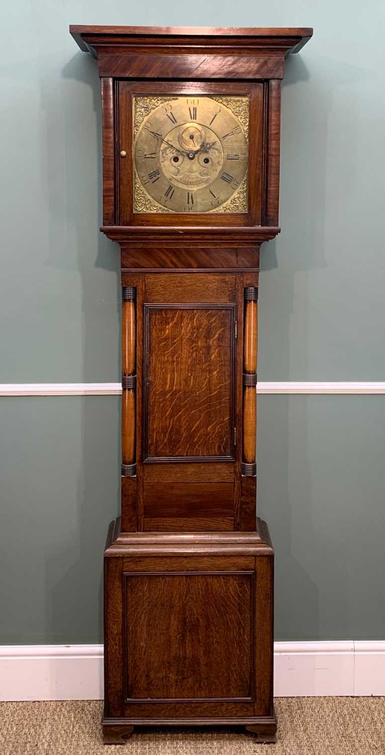 ANTIQUE 8-DAY LONGCASE CLOCK, dial signed 'Finney, Liverpool' on plaque, 13" brass roman and