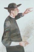 RICHARD A. WILLS watercolour - portrit of a curate, signed in pencil, 50 x 40cms Provenance: