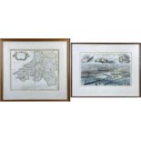 ROBERT MORDEN coloured antique map 'South Wales', 35 x 43cms (framed and glazed); together with