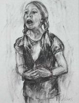 ‡ GLORIA (GLO) WILLIAMS charcoal on paper - entitled verso, 'The Audition' on Albany gallery
