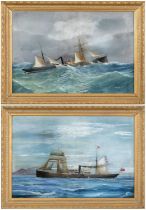 19TH C. ITALIAN PIERHEAD SCHOOL watercolour and gouache - S.S. Helen Otto in choppy seas, S.S. Helen