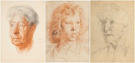 AFTER AUGUSTUS JOHN, three facsimile prints - portrait of a girl, portrait of a lady, portrait