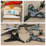 FIVE RADIO CONTROLLED JET PLANE MODELS & THREE BOXED KIT MODEL PLANES, unbuilt, unchecked