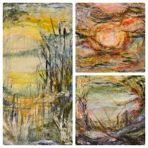 JAIN KOFFLER BA (BRITISH) three untitled mixed media studies - impressionist style, countryside