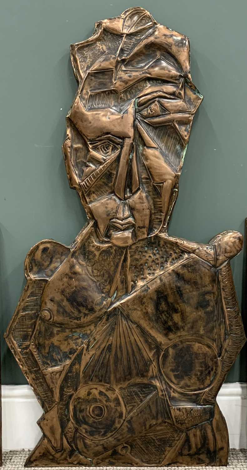 JAIN KOFFLER BA (BRITISH) FOUR REPOUSSE COPPER PANELS, the first titled 'African Hair Lady', 59 x - Image 3 of 6