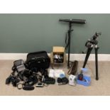 MIXED CAMERAS AND EQUIPMENT, 25-60x60 spotting scope etc, the cameras include Cannon Digital,