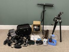 MIXED CAMERAS AND EQUIPMENT, 25-60x60 spotting scope etc, the cameras include Cannon Digital,