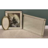 THREE WALL MIRRORS comprising, mirror edged example, central artwork print titled 'Little Thorny'