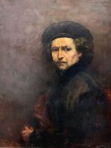 AFTER REMBRANDT VAN RIJN, Self Portrait, oil on canvas in a contemporary gilt frame, no visible