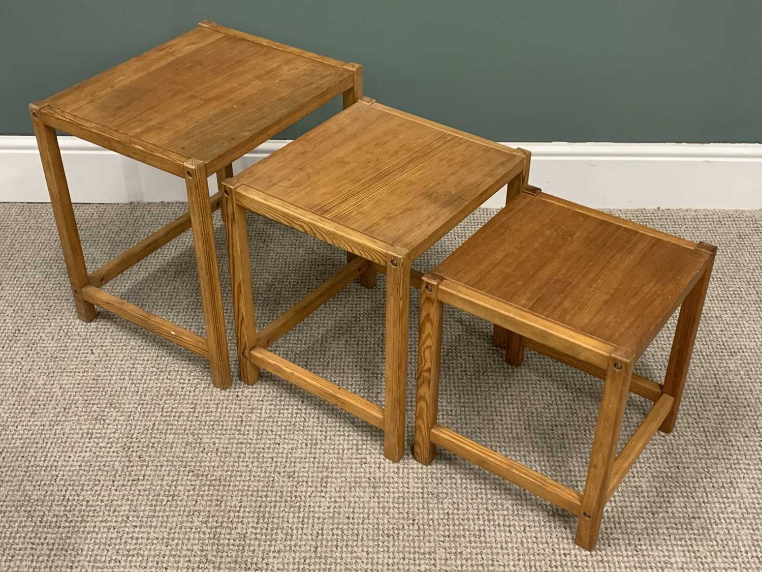 VINTAGE & LATER TABLES & STOOLS comprising, mid-century teak long john coffee table, under tier - Image 3 of 6