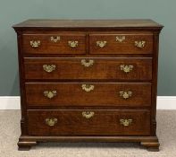 GEORGIAN OAK CHEST two short, three long oak lined drawers, moulded edging, fancy brass