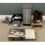 BISLEY TEN-DRAWER DOCUMENT CABINET & A QUANTITY OF SLIDE/PROJECTOR EQUIPMENT etc, 67 (H) x 28 (W)