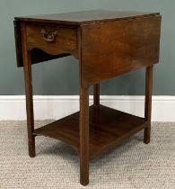 CHIPPENDALE STYLE TWIN FLAP MAHOGANY SUPPER TABLE, single oak lined end drawer, conjoining undertier