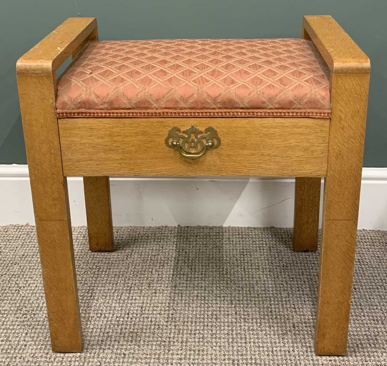 G PLAN BRANDON OAK COCKTAIL SIDEBOARD & A LIGHT OAK UPHOLSTERED TOP PIANO STOOL (unbranded), - Image 7 of 9