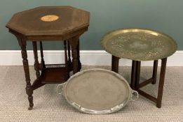 EDWARDIAN INALID MAHOGANY OCCASIONAL TABLE octagonal top, Sheraton-style fan roundel to the