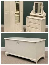 THREE ITEMS OF ANTIQUE & VINTAGE WHITE PAINTED BEDROOM FURNITURE, comprising, antique oak lidded