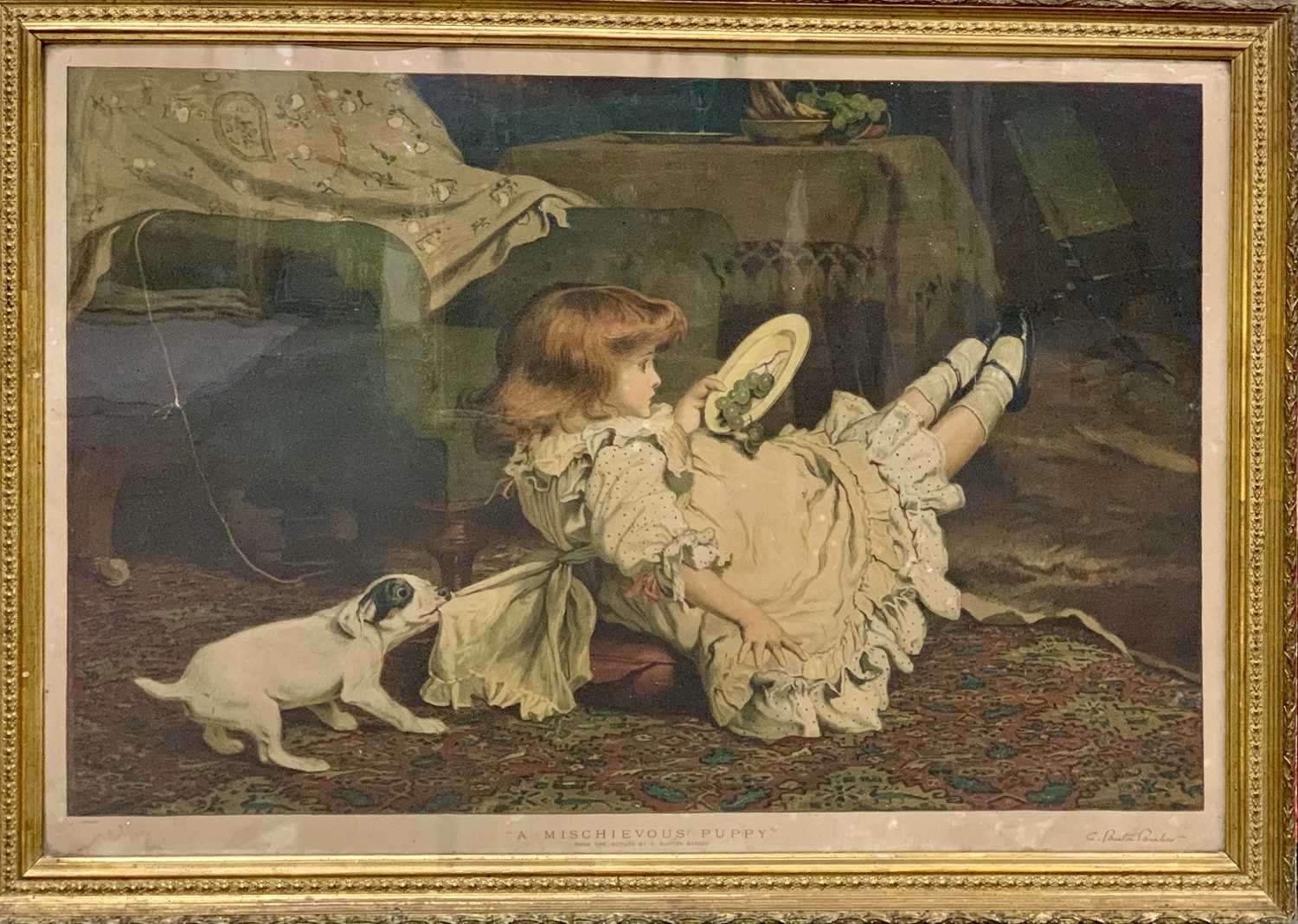TWO LARGE FURNISHING PRINTS - C BURTON BARKER - titled 'A Mischievous Puppy' and GIOVANNI BATTISTA - Image 4 of 7