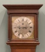 HENRY CHATER OF RINGWOOD 18TH CENTURY LONGCASE CLOCK, oak case,12 inch square brass dial, silvered