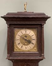 JOHN FLETCHER OF RIPPONDEN LONGCASE CLOCK circa 1800, carved oak case,11in square brass dial,