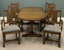 OLD CHARM OAK DINING TABLE AND SIX (4+2) CHAIRS, Lancaster model extending dining table with one