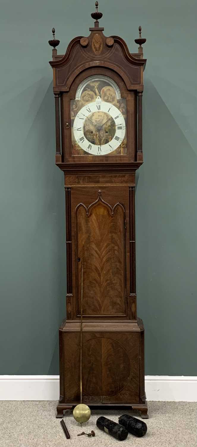 JOHN HEALY OF MANCHESTER VICTORIAN LONGCASE CLOCK inlaid mahogany, colourful arched top moon-phase - Image 2 of 10