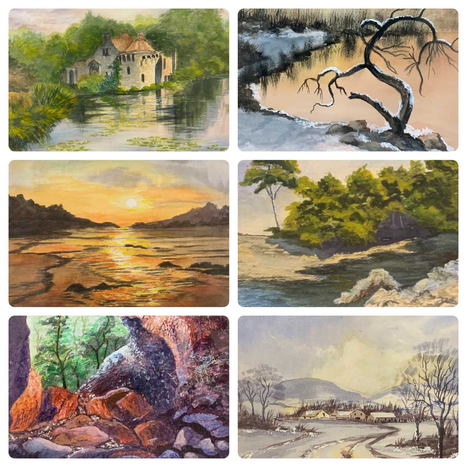 M NAYLOR (WELSH AMATEUR ARTIST) thirteen various paintings comprising seven oils on board, three