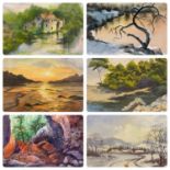 M NAYLOR (WELSH AMATEUR ARTIST) thirteen various paintings comprising seven oils on board, three
